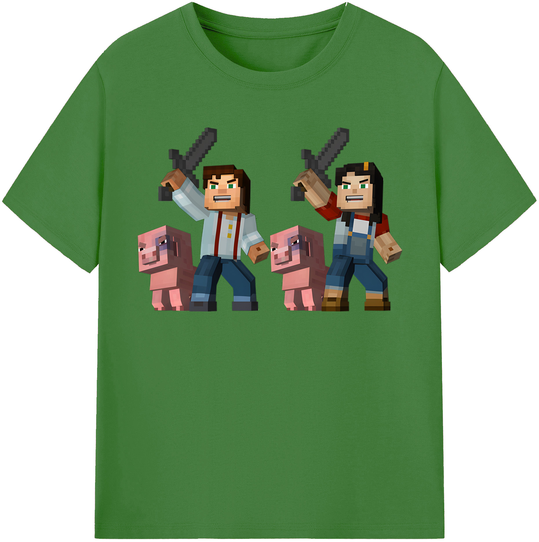 （画像用） マインクラフト ブロックの世界 Minecraft MC Block world レディースカジュアルプリントTシャツ（綿100％）
